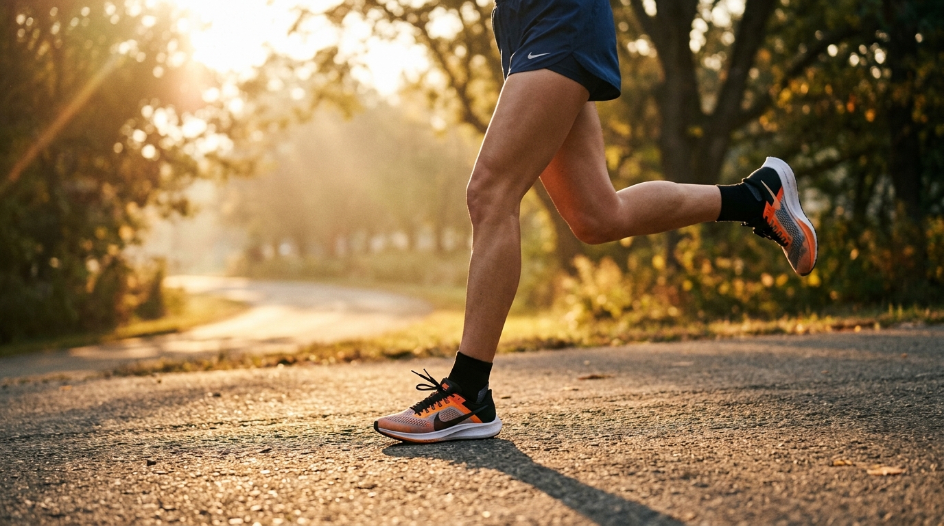 Active healthy runner moving freely